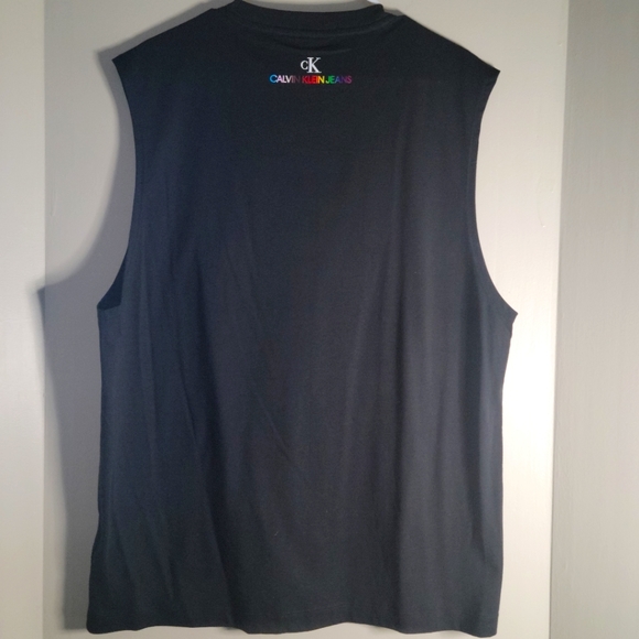 Calvin Klein Jeans Pride large chest logo tank in black size XLarge - Picture 6 of 7
